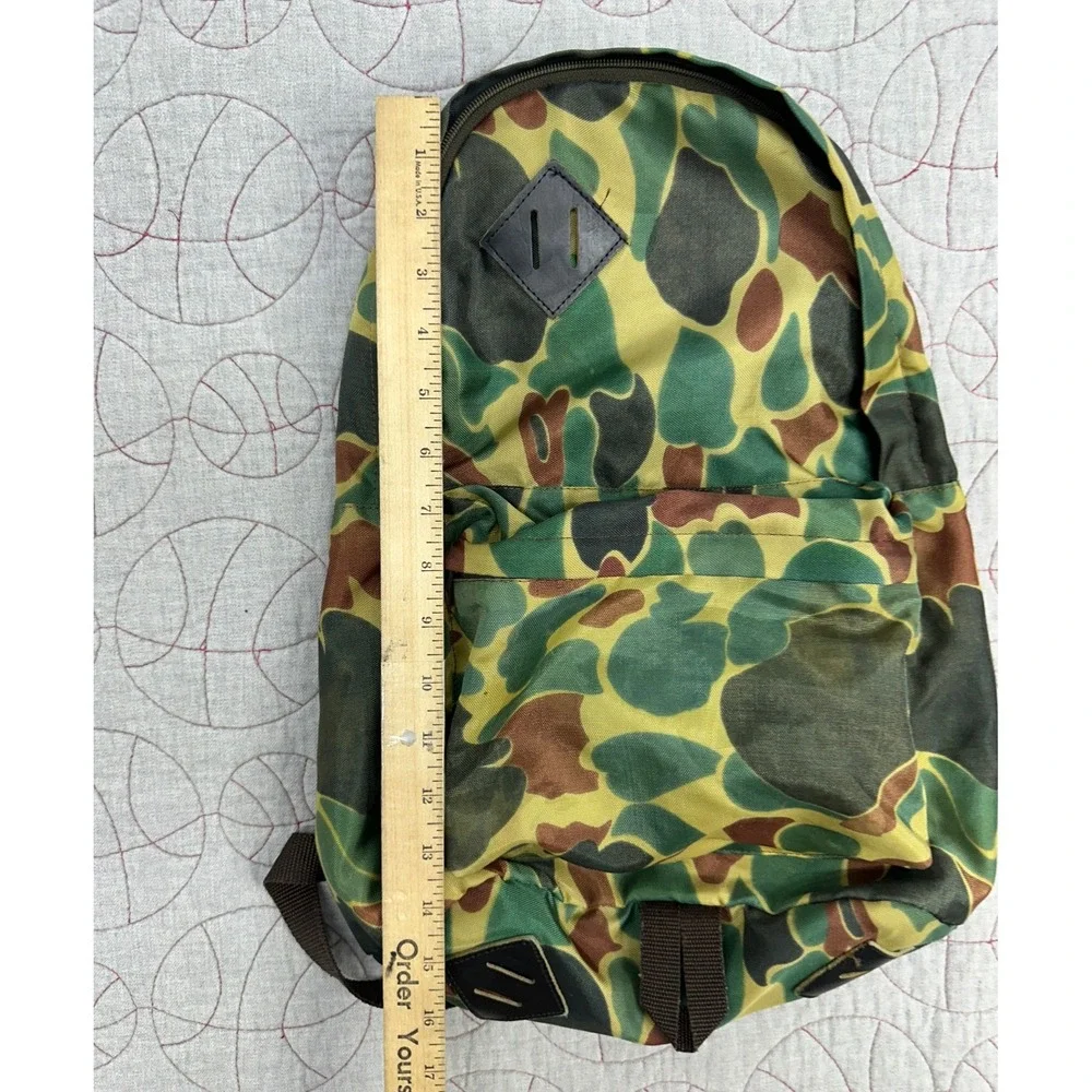 VTG Backpack Camouflage Nylong with Leather Lash Tabs